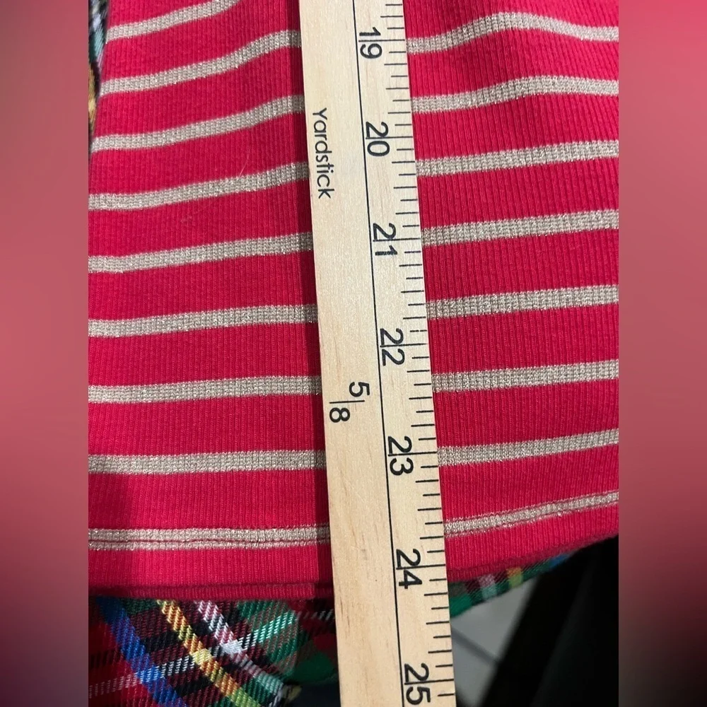 J Crew women’s NNT Size M Red Puff-Sleeve Turtleneck with Metallic Gold Stripes